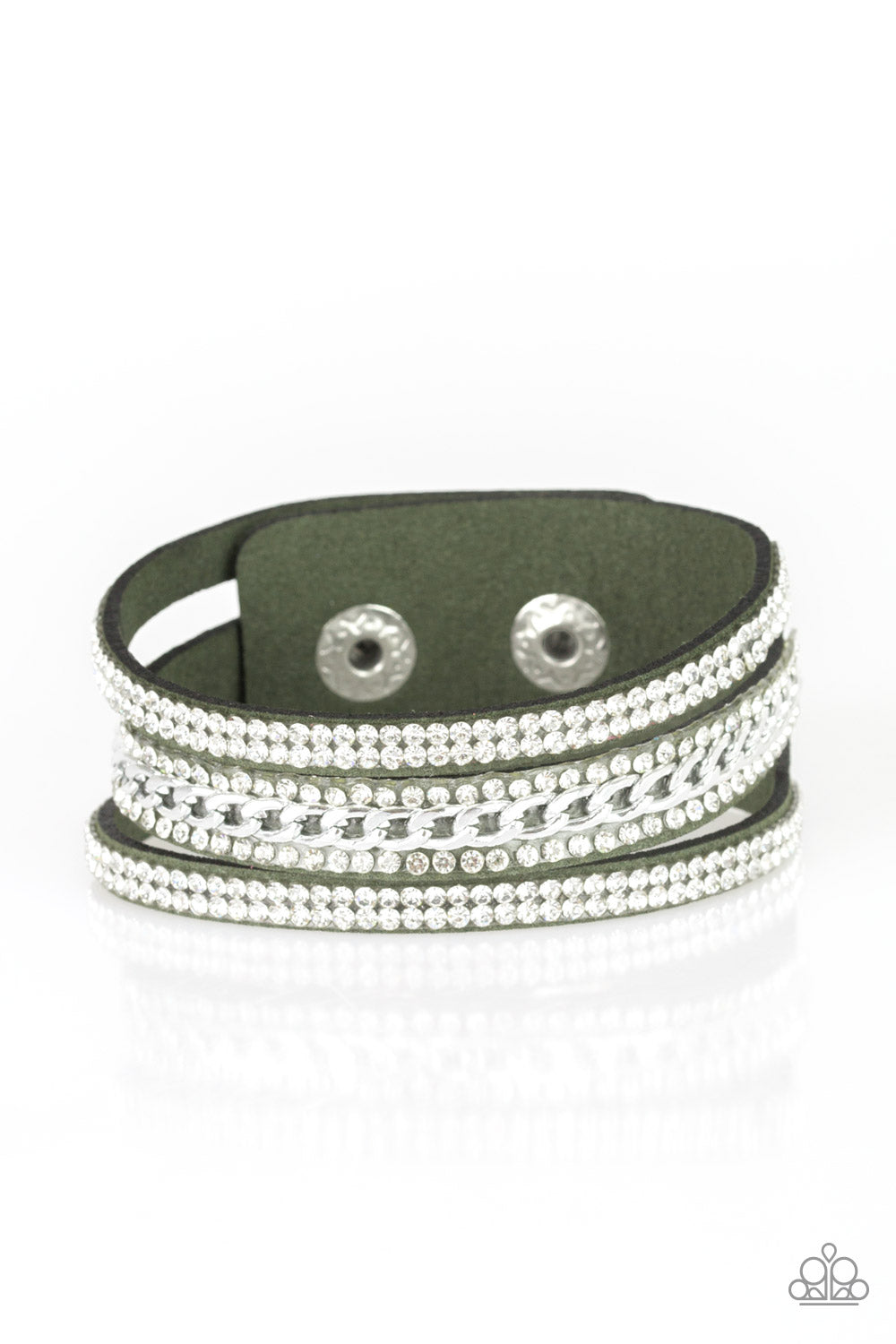. Rollin In Rhinestones - Green Bracelet (wrap)