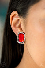 Load image into Gallery viewer, . Downtown Dapper - Red Clip-On Earrings
