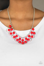 Load image into Gallery viewer, . Really Rococo - Red Bead Silver Circle Necklace

