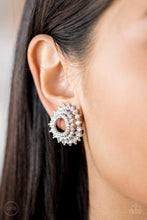 Load image into Gallery viewer, . Buckingham Beauty - White Clip-On Earrings
