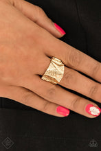 Load image into Gallery viewer, . Industrial Indentation - Gold Ring
