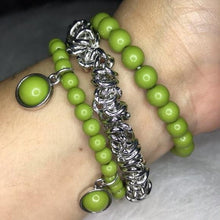 Load image into Gallery viewer, . Good Vibes Only - Green Stretchy Bracelet
